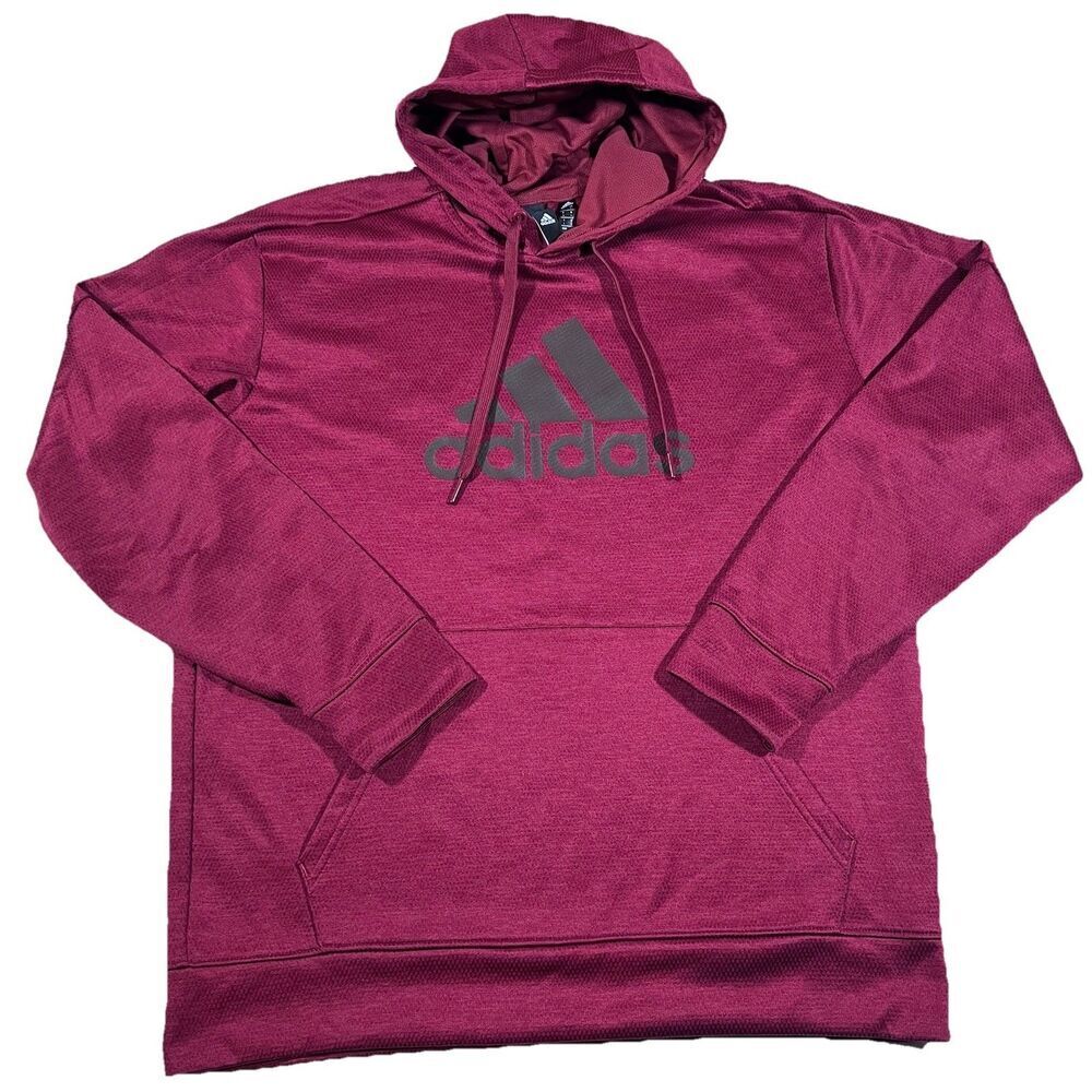 Adidas Climawarm Burbundy Logo Pullover Hoodie Sweatshirt Men's Size Large